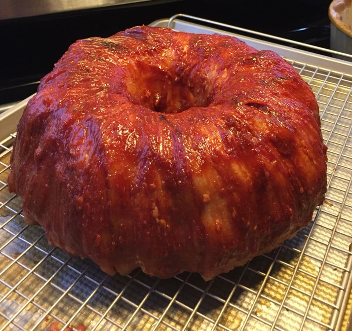 Bacon-wrapped Mashed Potato-stuffed Meatloaf