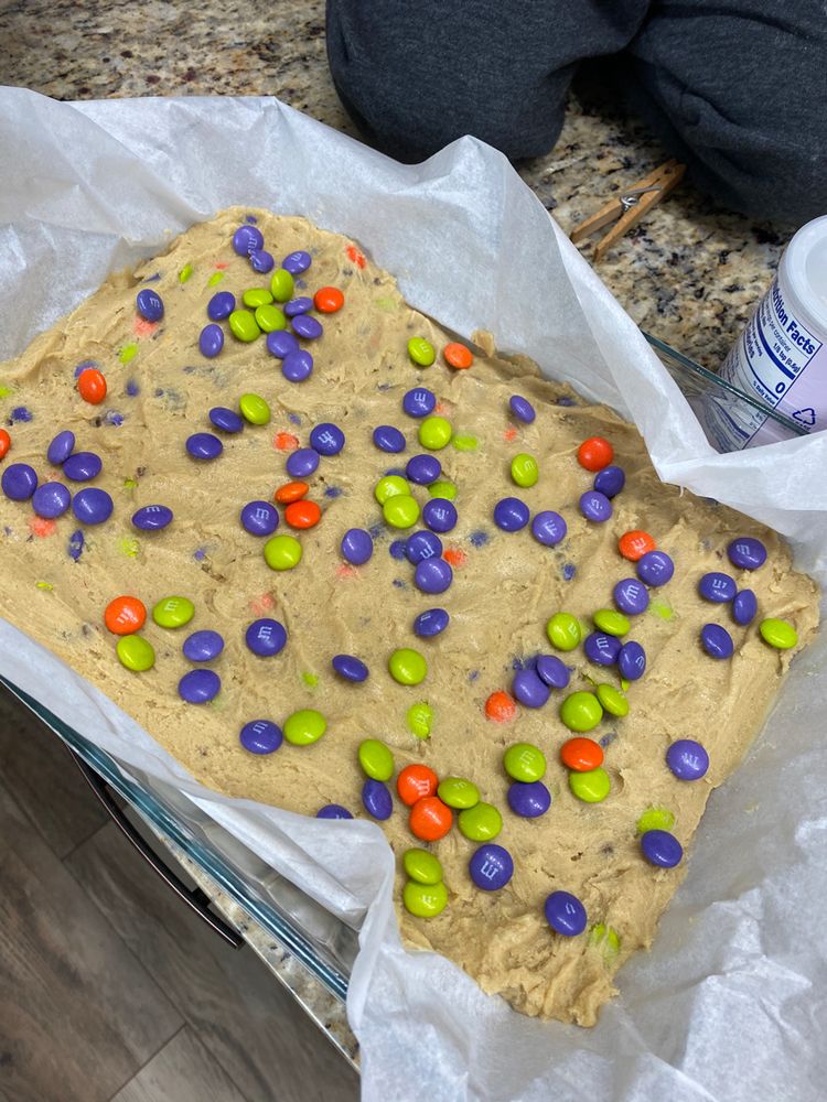 Thick & Chewy M & M Cookie Bars!
