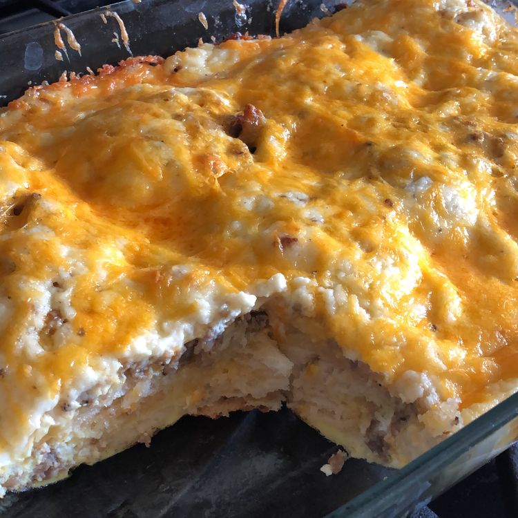 Biscuits and Gravy Breakfast Casserole