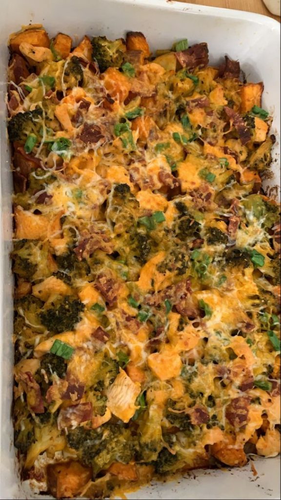 Buffalo Chicken Sweet Potato Casserole