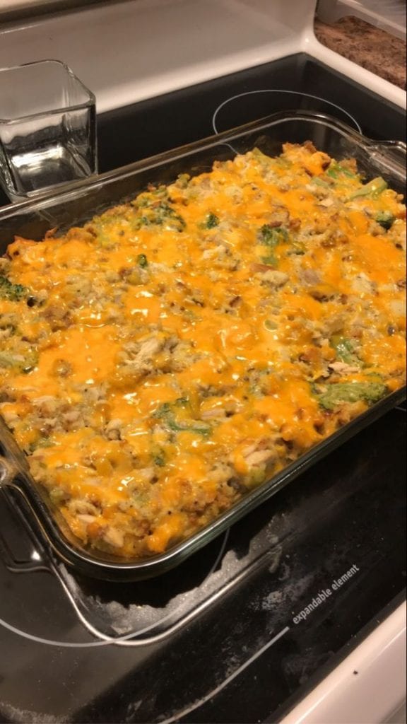 Cheesy Chicken Broccoli Stuffing Bake