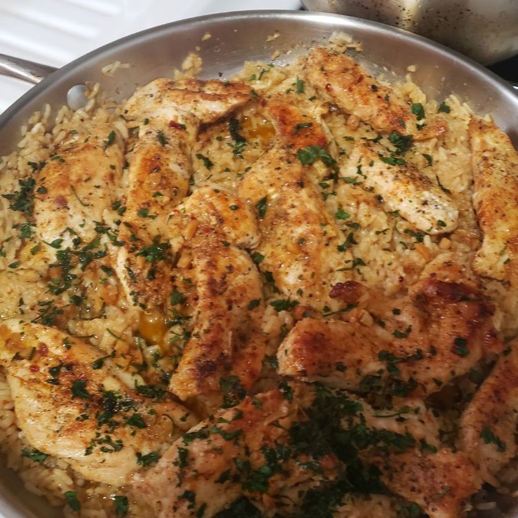 Chicken with Garlic Parmesan Rice