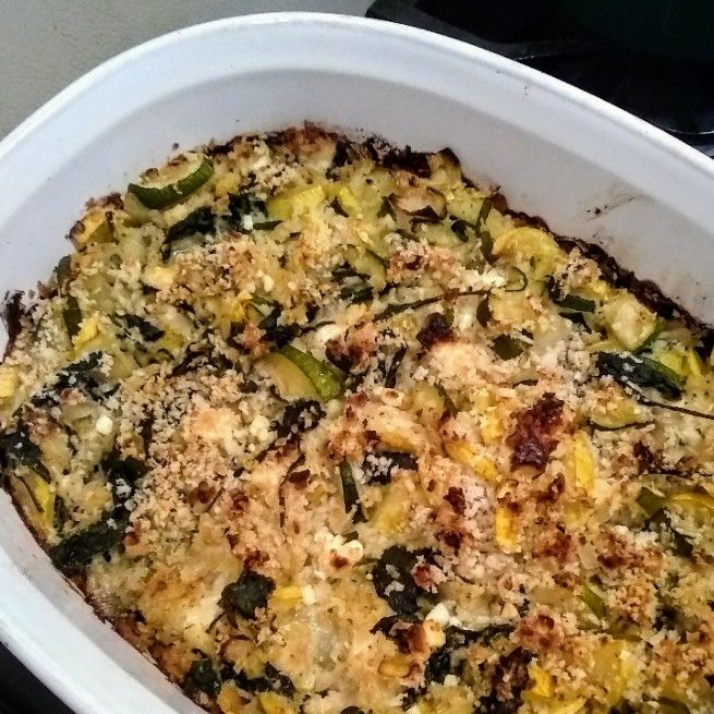 Baked Zucchini, Spinach, and Feta Casserole