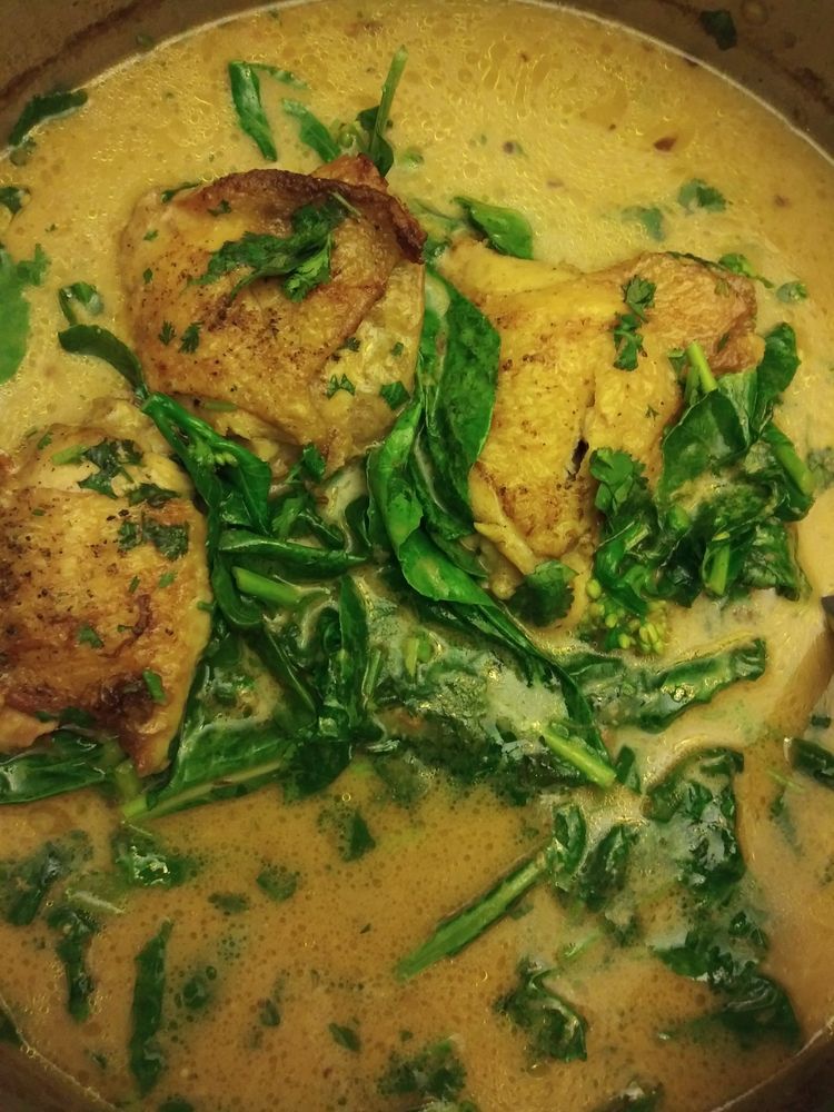 CURRY COCONUT MILK ROAST CHICKEN THIGHS