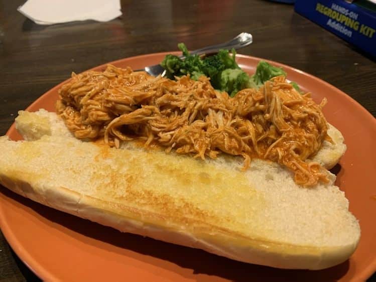 Easy Crockpot Buffalo Chicken Sandwiches (4 Ingredients!)