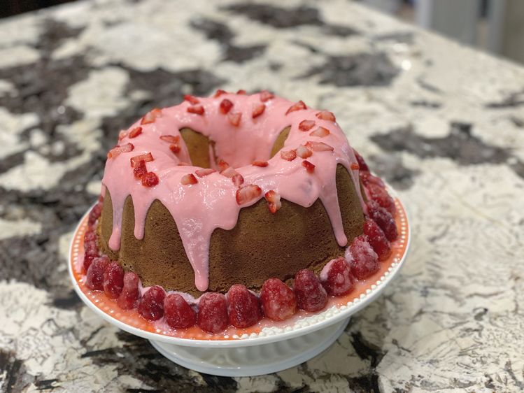 Strawberry Pound Cake with Drizzle Cream Cheese