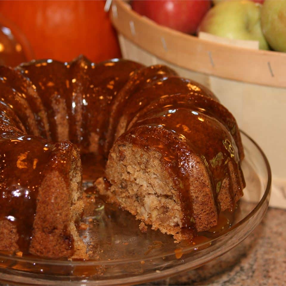 Apple Pound Cake With Caramel Glaze