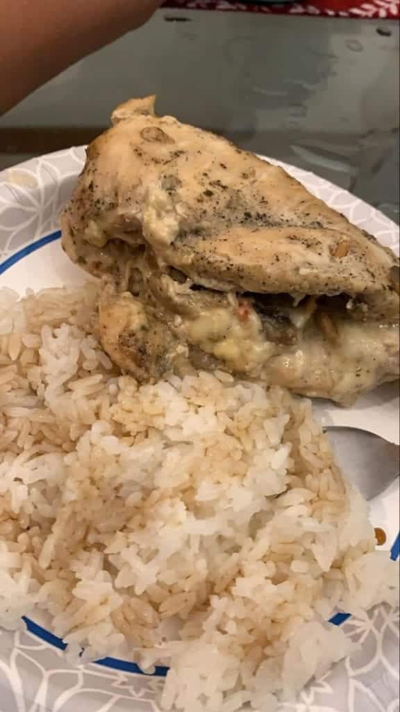 Cheesy Garlic Butter Mushroom Stuffed Chicken