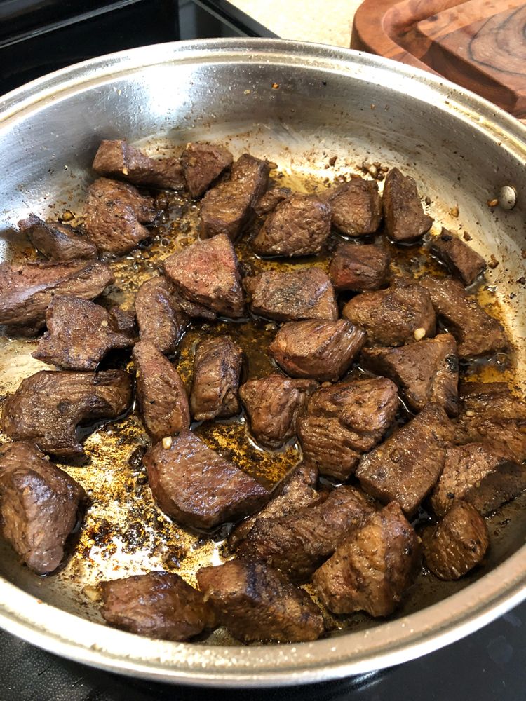 Steak Bites with Garlic Butter & Creamy Mustard Dipping Sauce