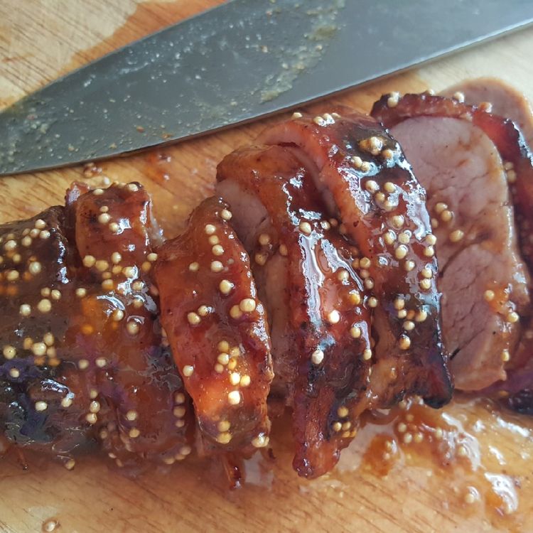 Apricot Glazed Bacon Wrapped Cajun Pork Tenderloin