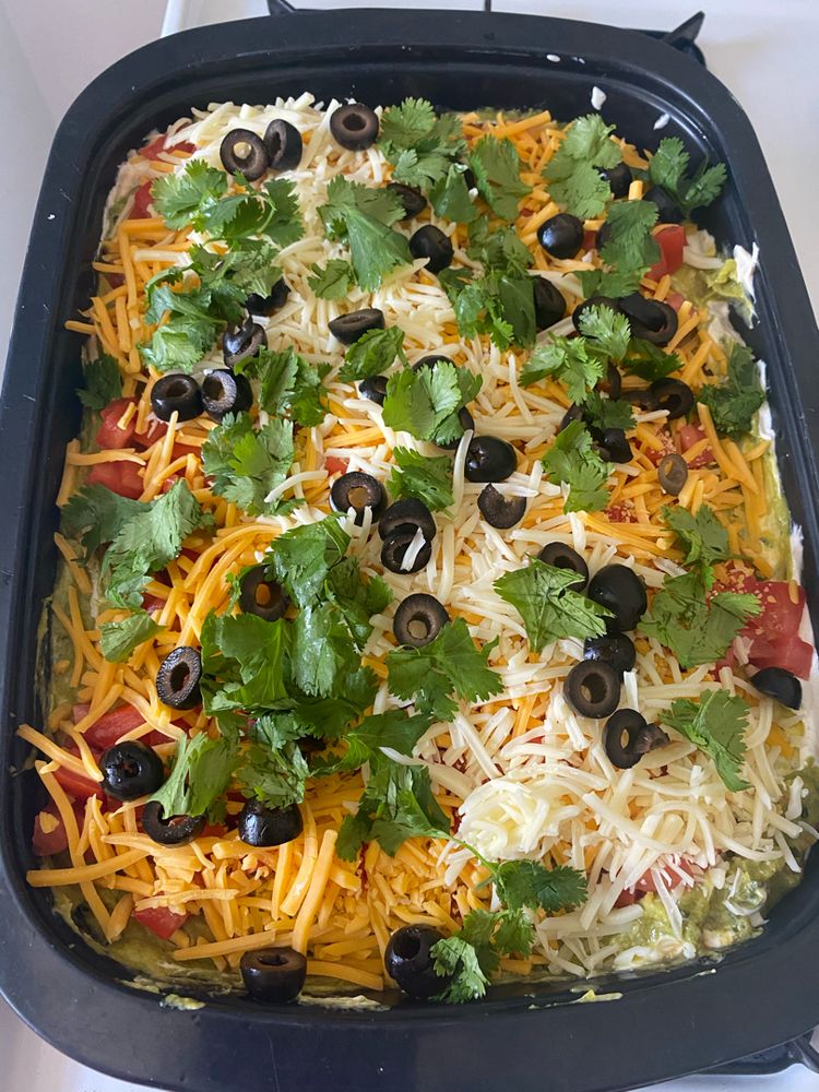 Layered Taco Salad Dip with Ground Beef