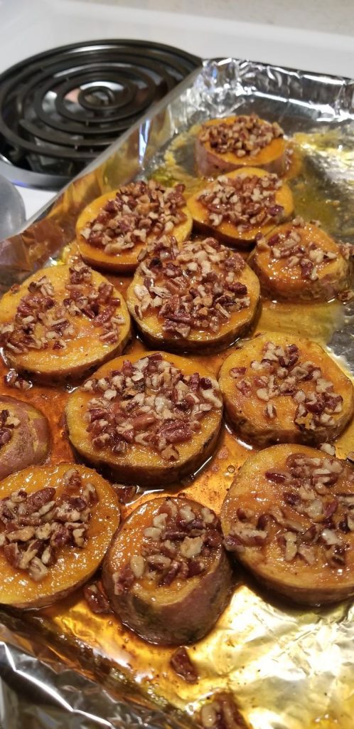 Maple Pecan Roasted Sweet Potato Slices
