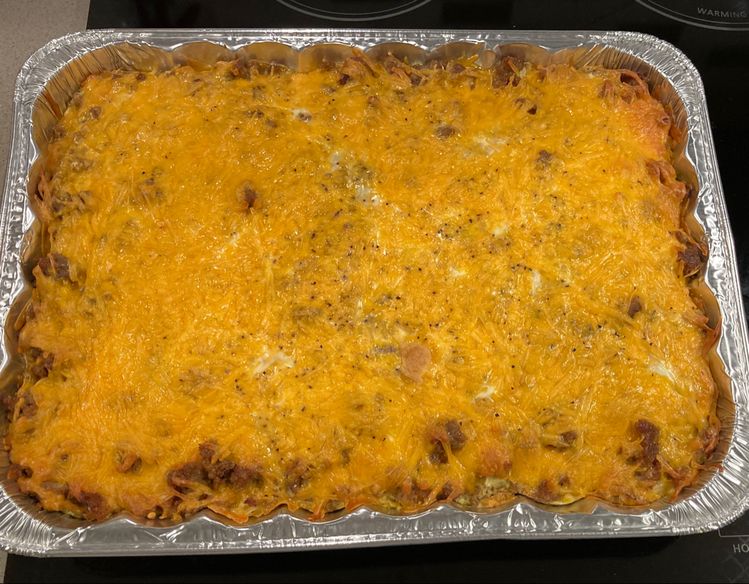 Overnight Cheesy Sausage and Hashbrown Breakfast Casserole Recipe