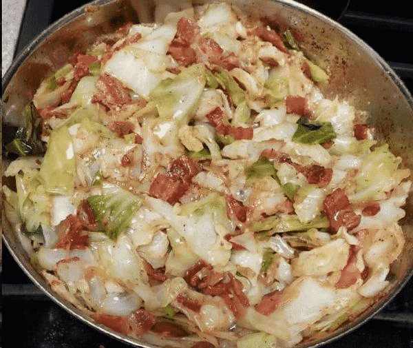Fried Cabbage with Bacon, Onion, and Garlic!