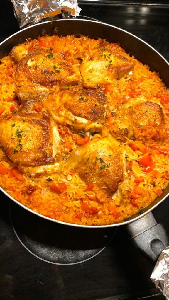 ONE PAN TOMATO BASIL CHICKEN AND RICE