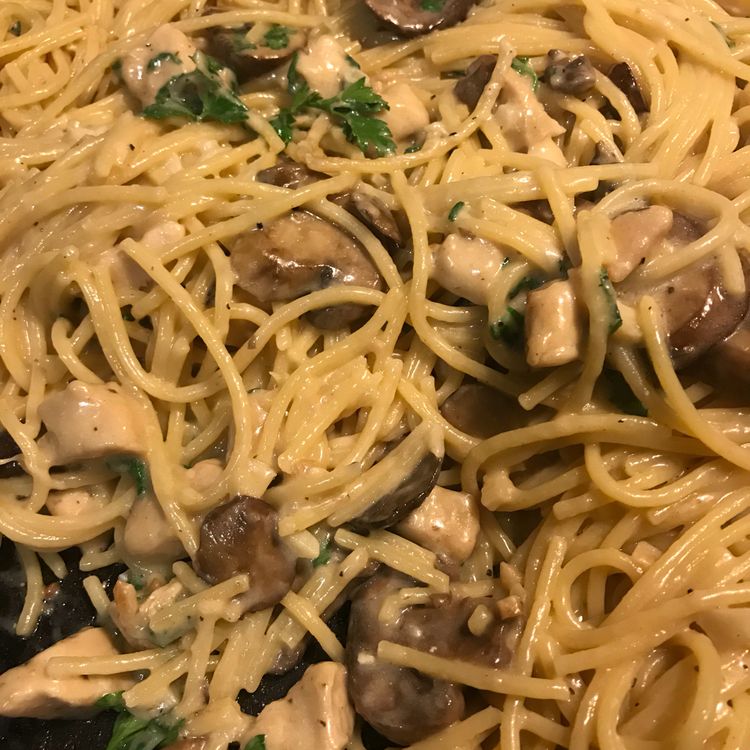 Mushroom and Garlic Spaghetti Dinner