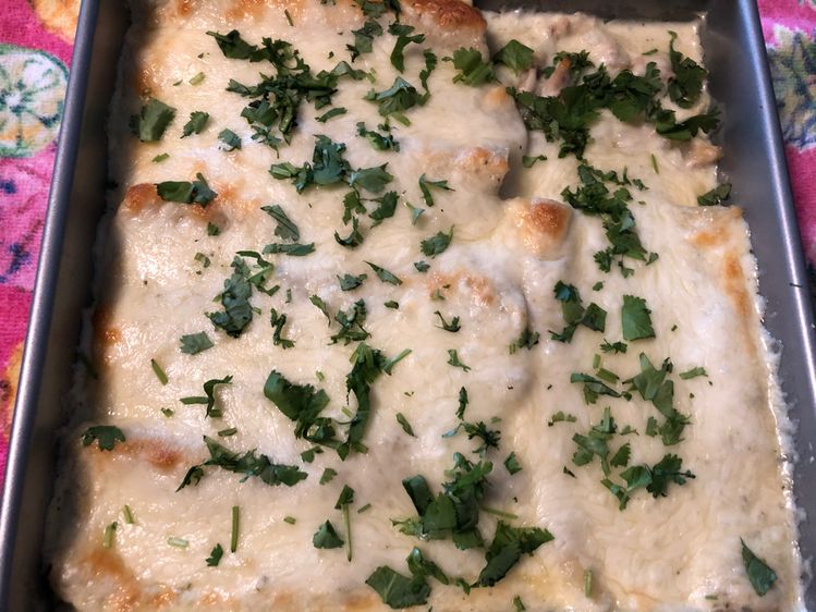 POBLANO SOUR CREAM CHICKEN ENCHILADAS