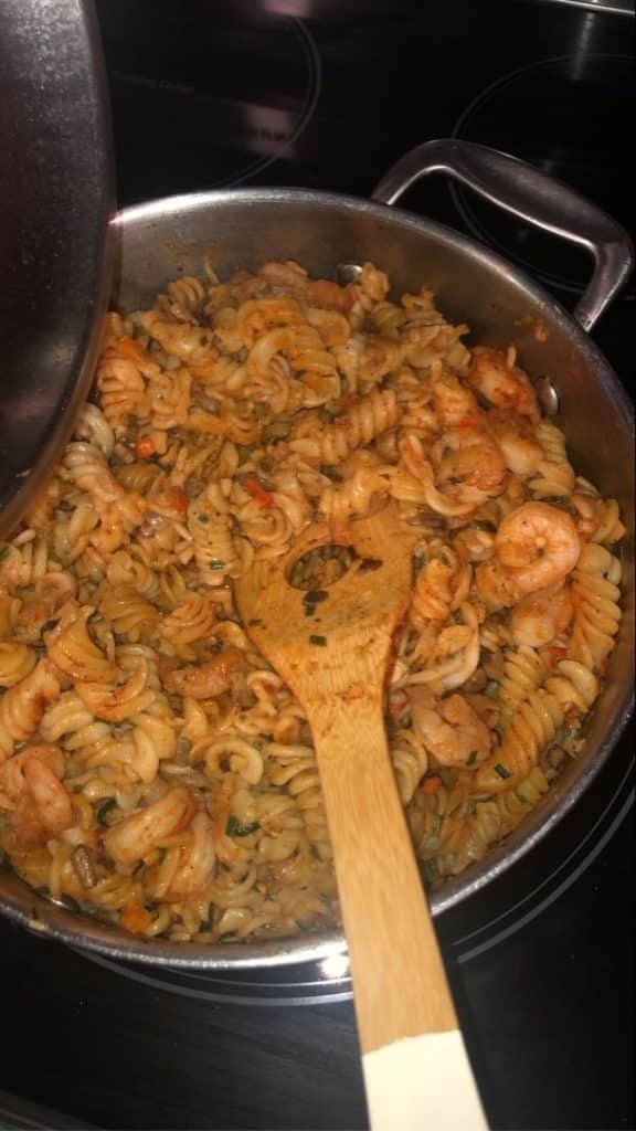 Pesto Shrimp Mushroom Pasta