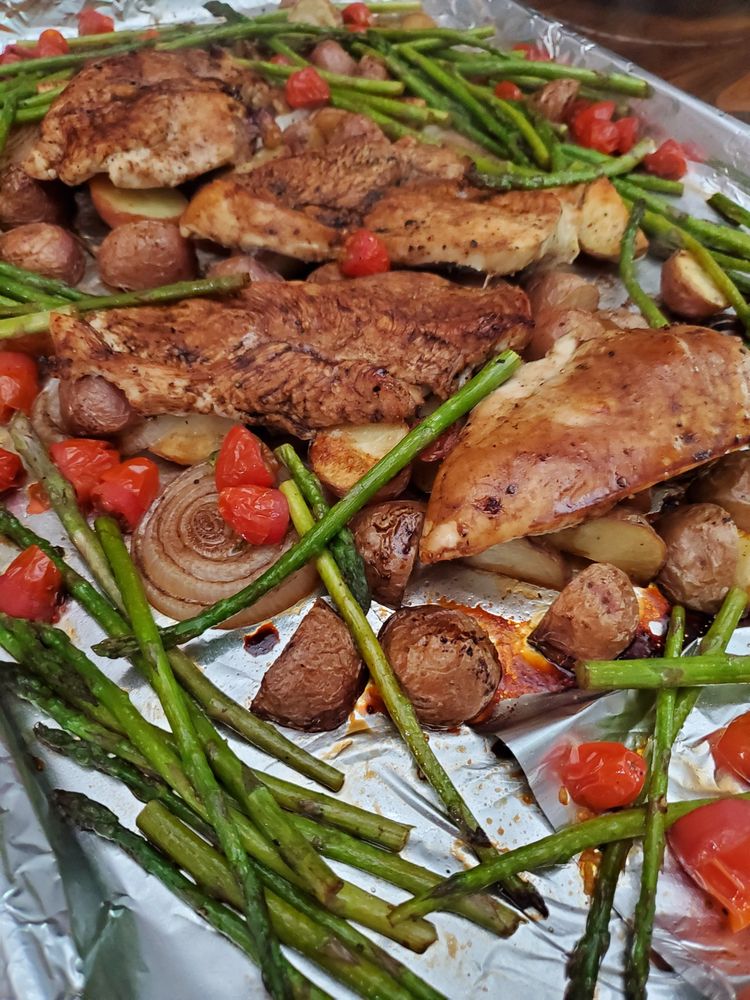 Sheet Pan Baked Balsamic Chicken with Potatoes