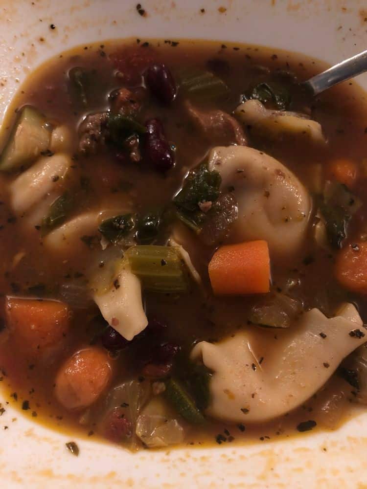 TORTELLINI SOUP WITH ITALIAN SAUSAGE & SPINACH