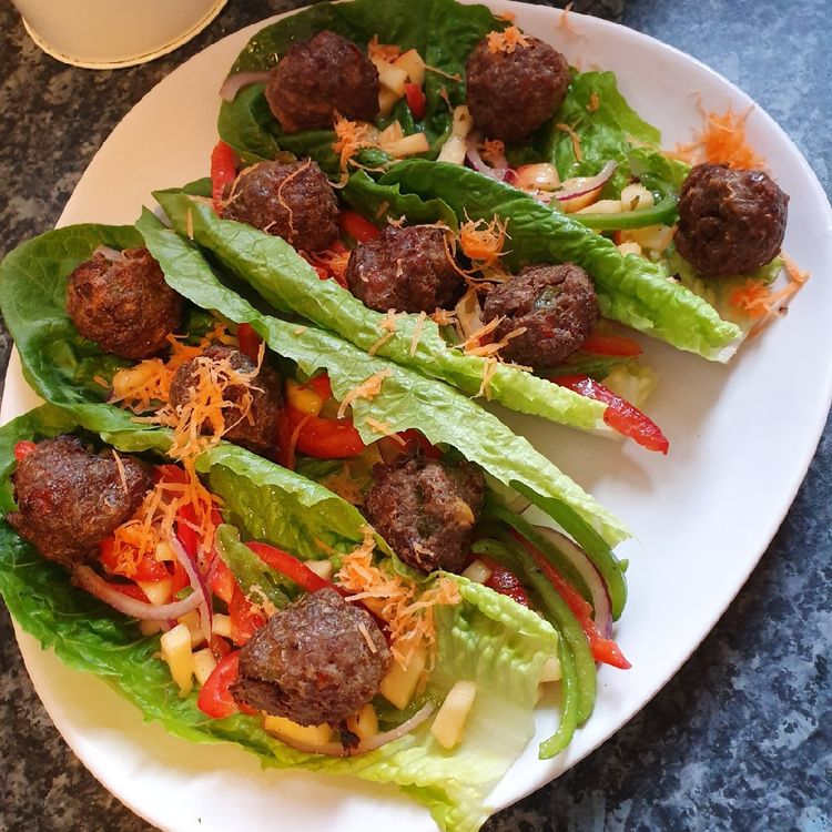 Thai Meatball Lettuce Wraps