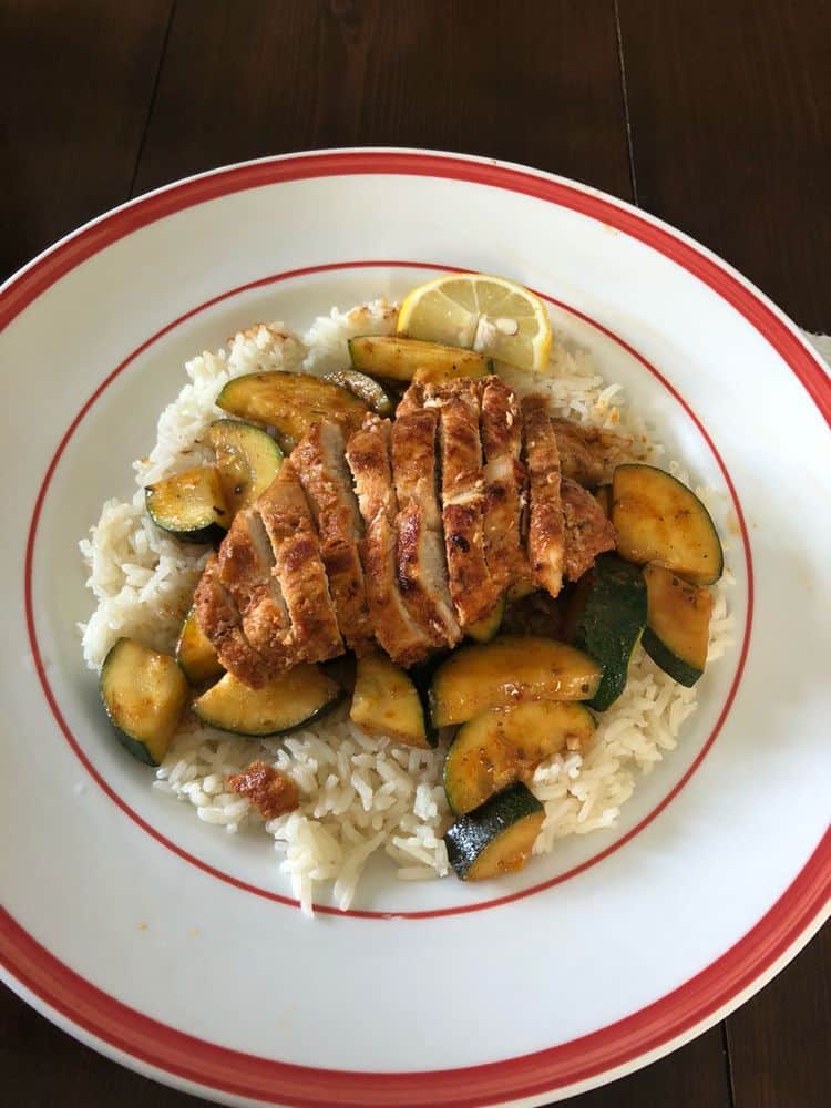 ASADO CHICKEN BREAST WITH SAUTEED LEMON ZUCCHINI