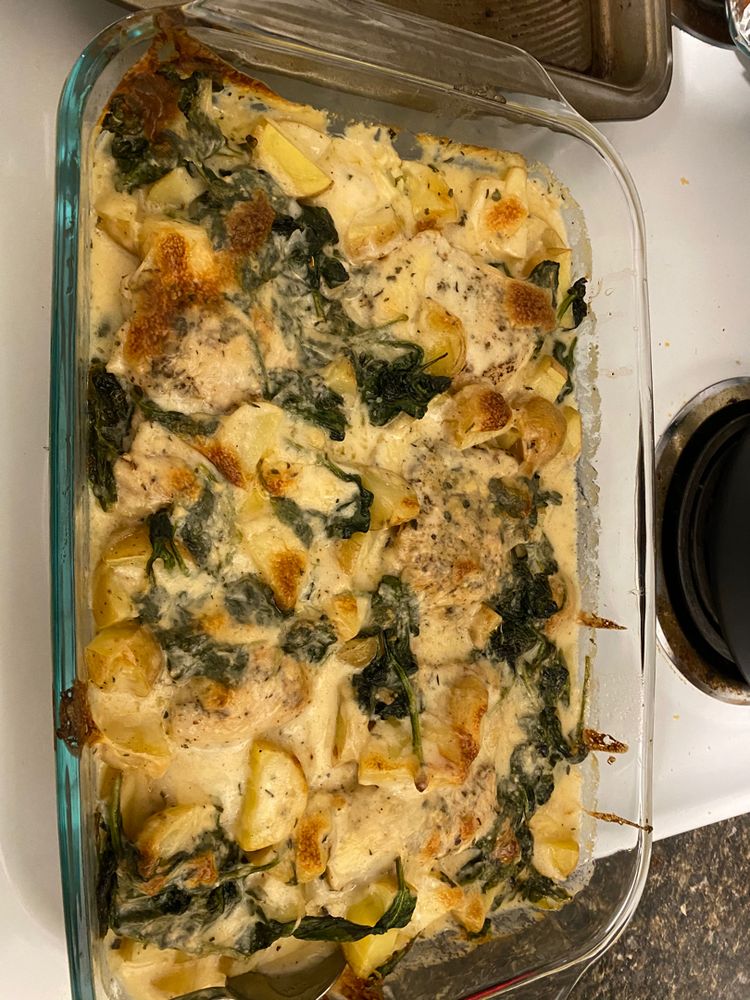 CHICKEN AND POTATOES WITH GARLIC PARMESAN CREAM SAUCE