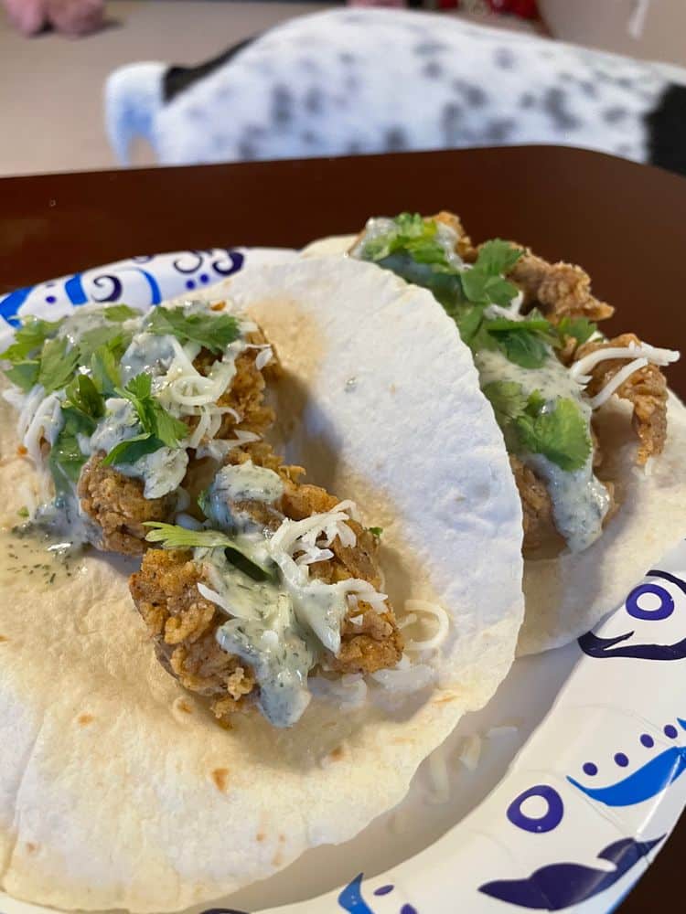 Crispy Chicken Tacos with Avocado Buttermilk Ranch