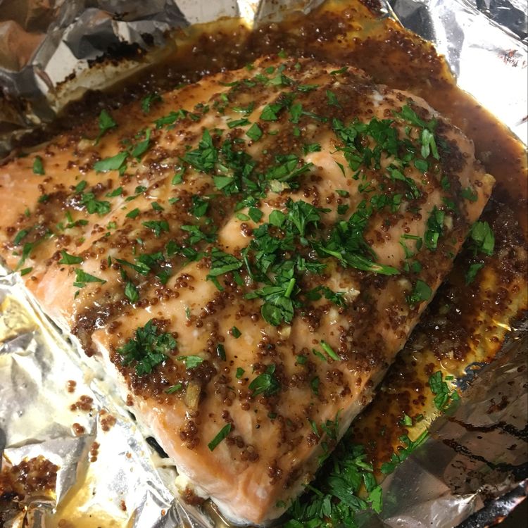 HONEY MUSTARD SALMON IN FOIL