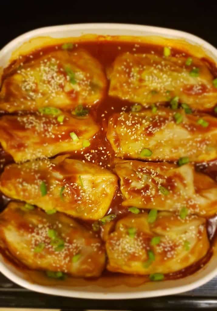 Spicy Asian Pork Cabbage Rolls