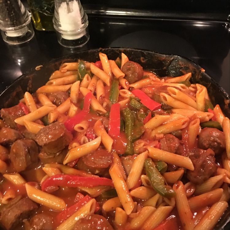 Skillet Italian Sausage and Peppers with Whole-Wheat Penne