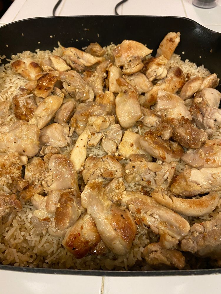 Chicken with Garlic Parmesan Rice