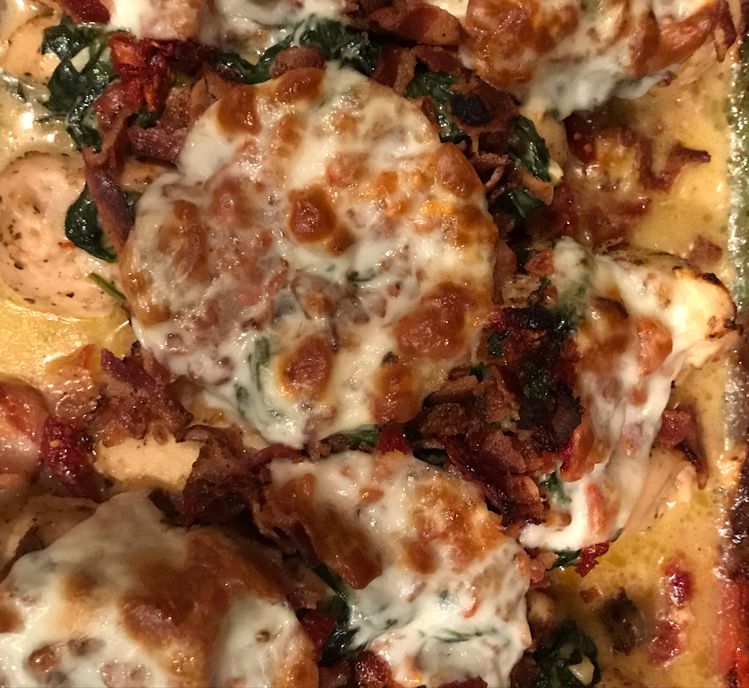 Sun-Dried Tomato, Spinach, and Bacon Chicken