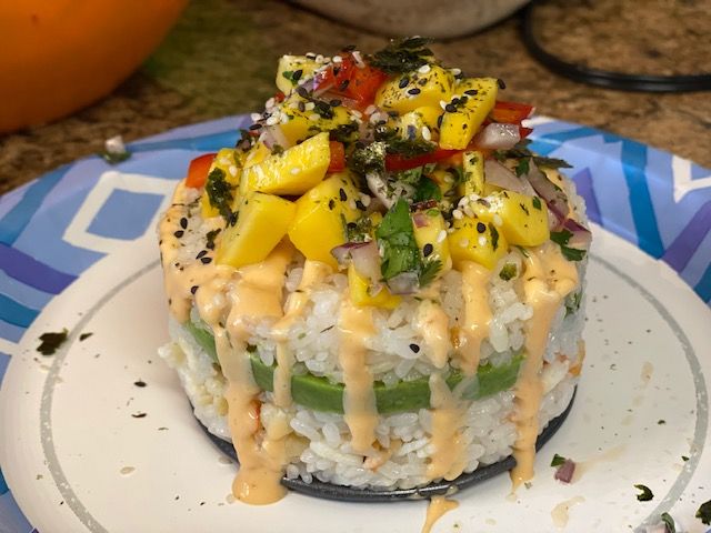 Spicy Shrimp Stack with Mango Salsa