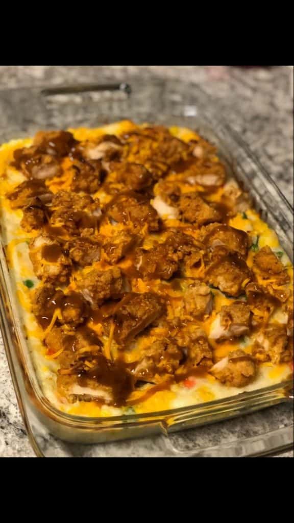 Mashed Potato Casserole with Crispy Chicken