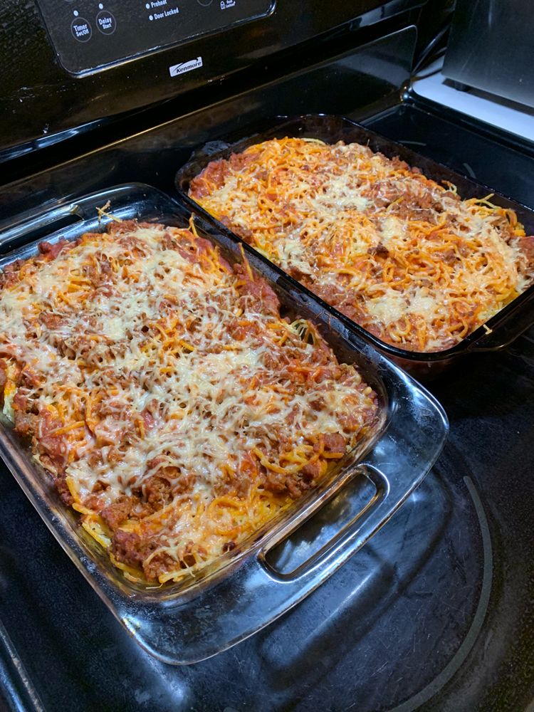 BAKED CREAM CHEESE SPAGHETTI CASSEROLE