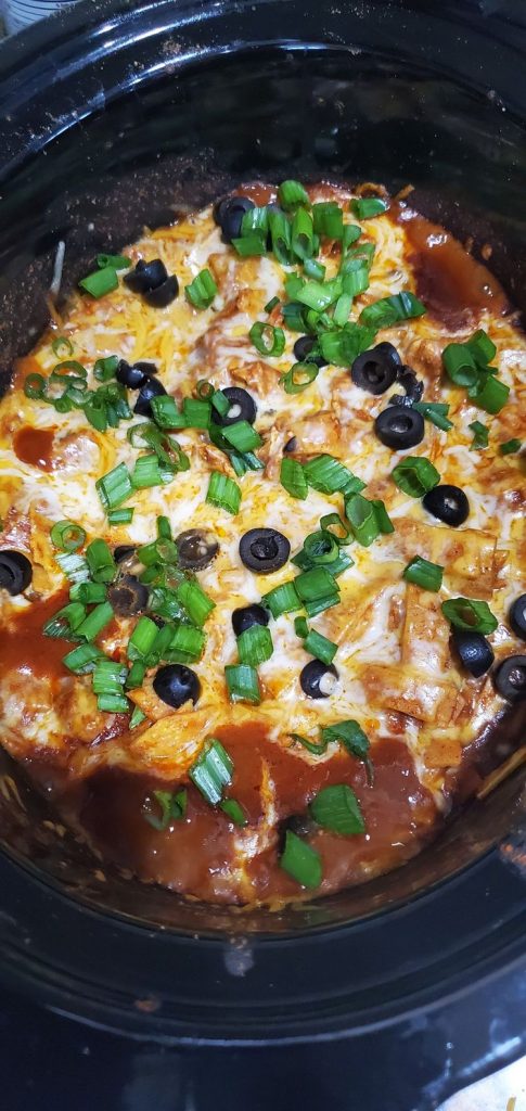 Slow Cooker Chicken Enchilada Casserole