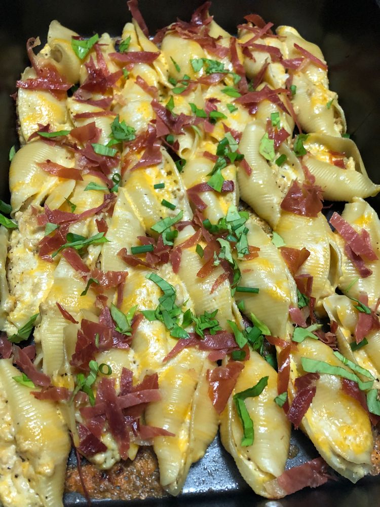 CORDON BLEU STUFFED SHELLS WITH CRISPY PROSCIUTTO