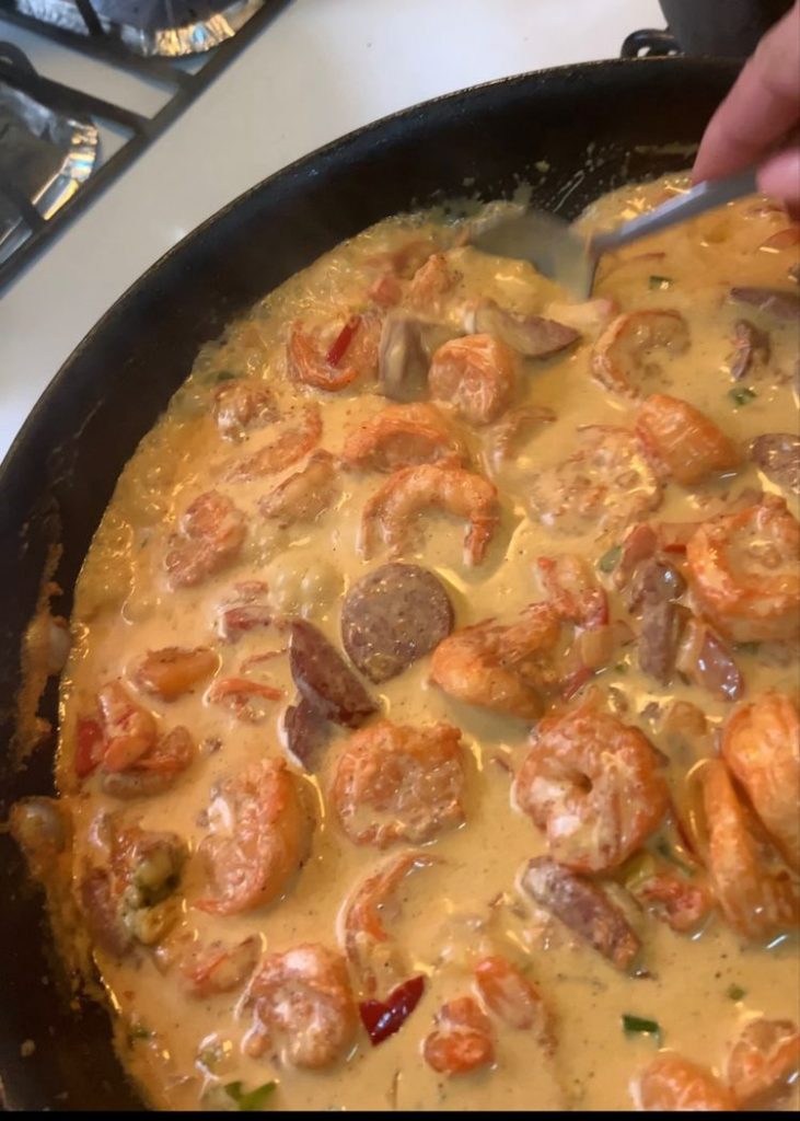 CREAMY CAJUN SHRIMP WITH SAUSAGE