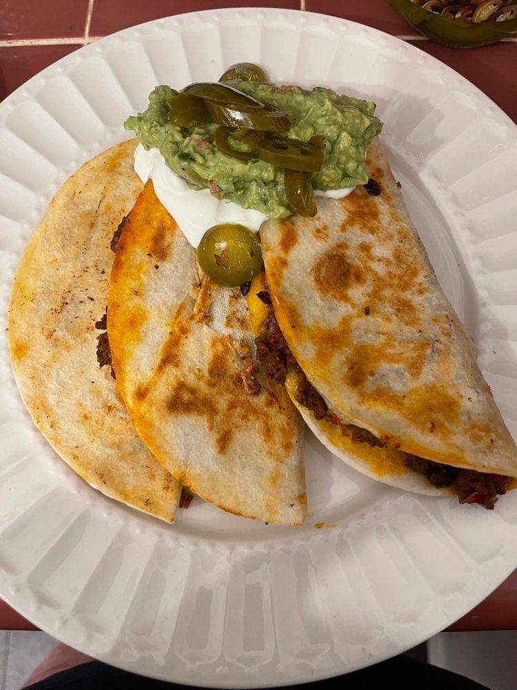 CHEESY GROUND BEEF QUESADILLAS