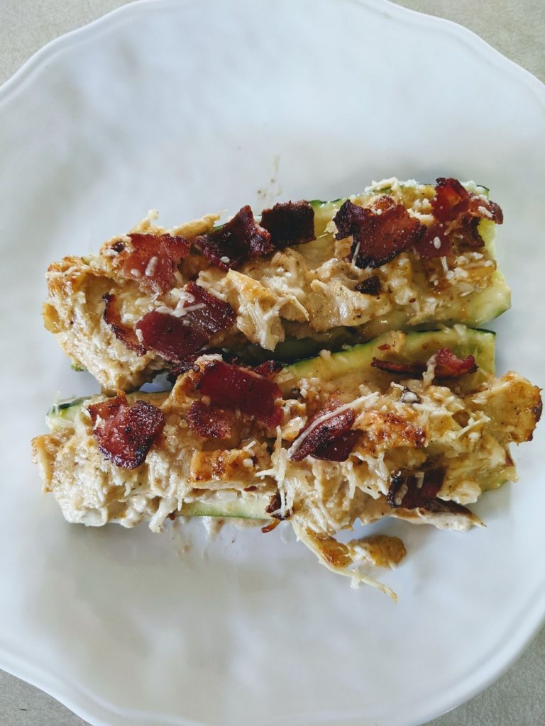 Chicken Bacon Ranch Zucchini Boats