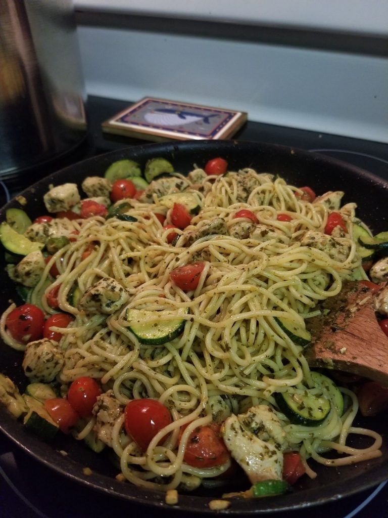 Parmesan Zucchini Tomato Chicken Spaghetti