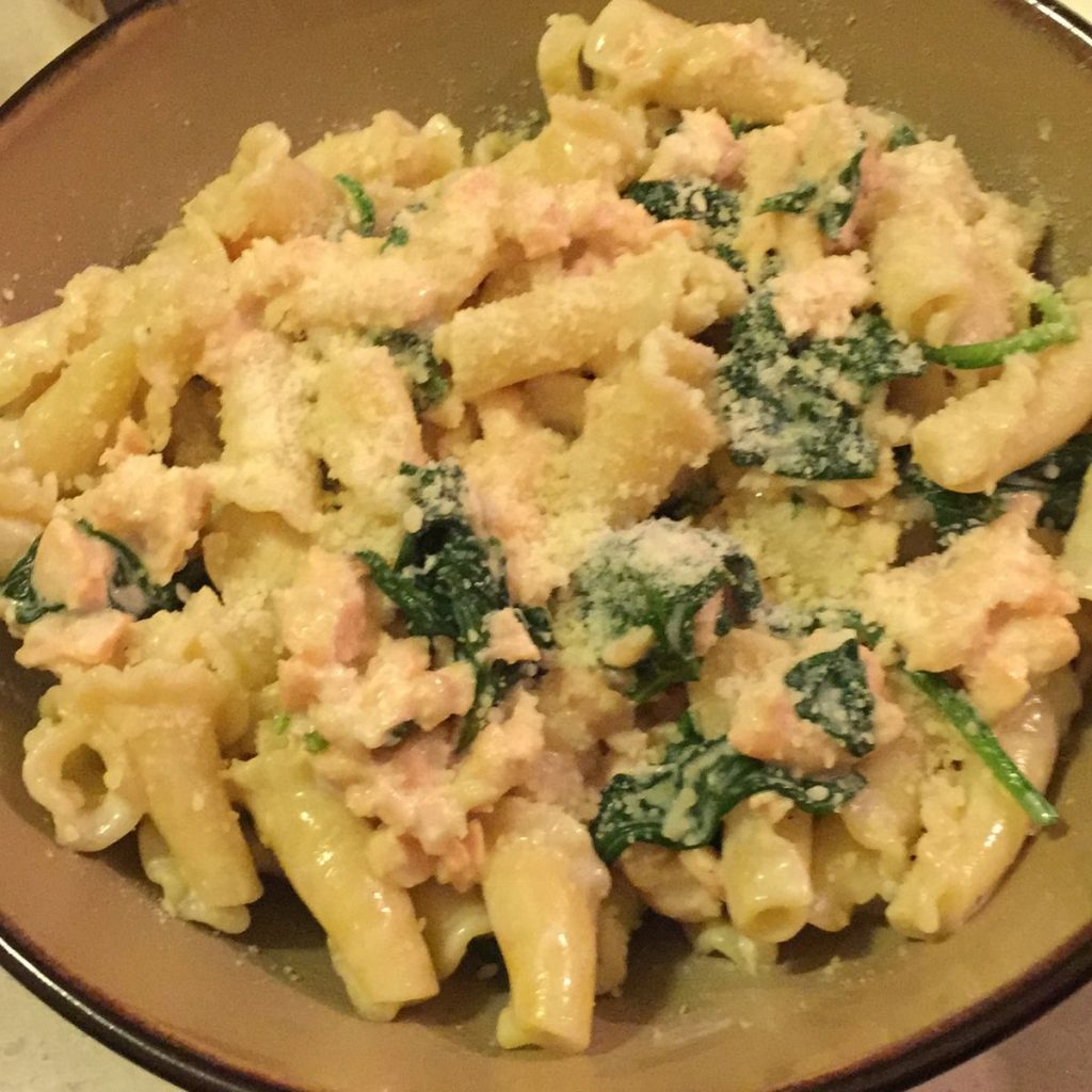 SALMON PASTA WITH SPINACH