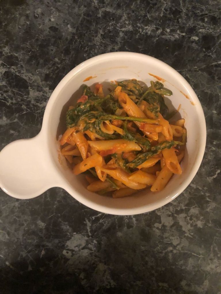 Spinach Tomato & Garlic Penne Pasta