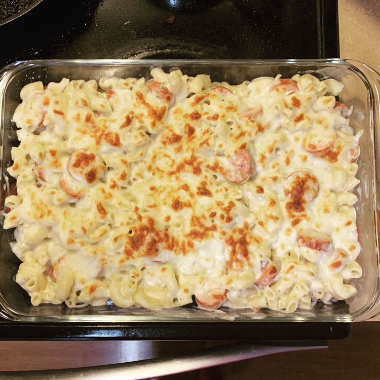 SPICY SMOKED SAUSAGE ALFREDO BAKE