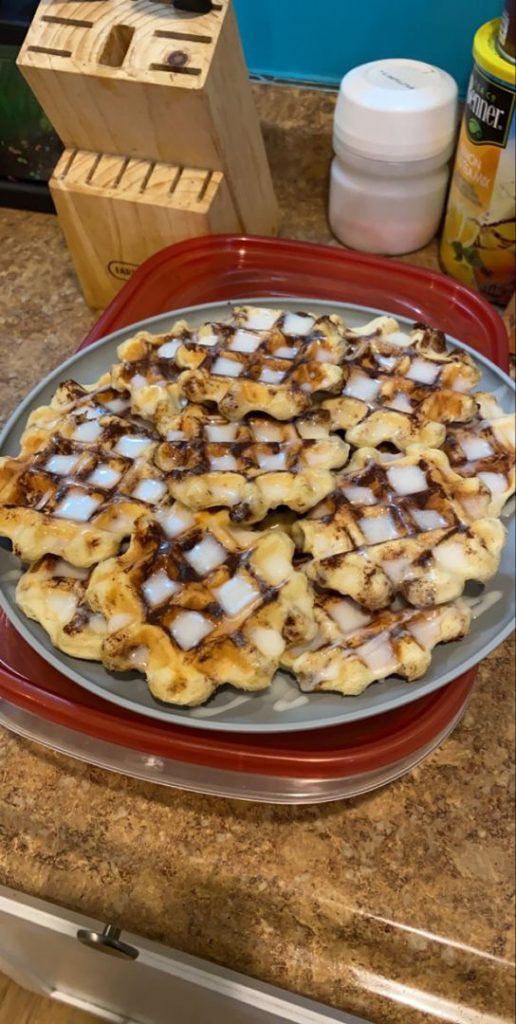 Mini Cinnamon Roll Waffles