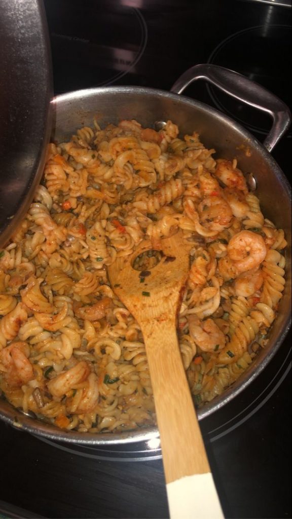 Pesto Shrimp Mushroom Pasta