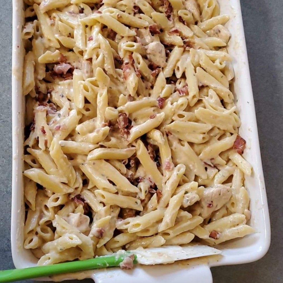 Chicken Bacon Ranch Baked Penne