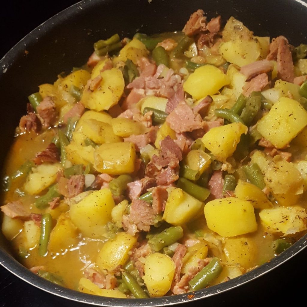 Crockpot Ham, Green Beans, and Potatoes