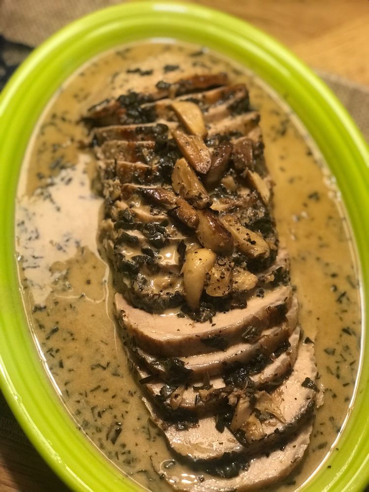 Pork Loin with Wine and Herb Gravy